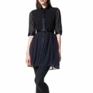 Jonathan Saunders Black Sheer Tuxedo Dress Size 11 Juniors, fits Women’s Medium